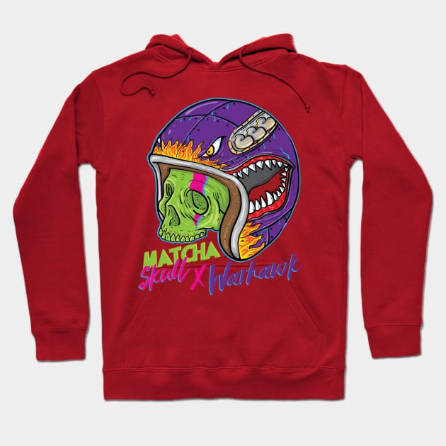 green skull shark helmet Hoodie by Mako Design 